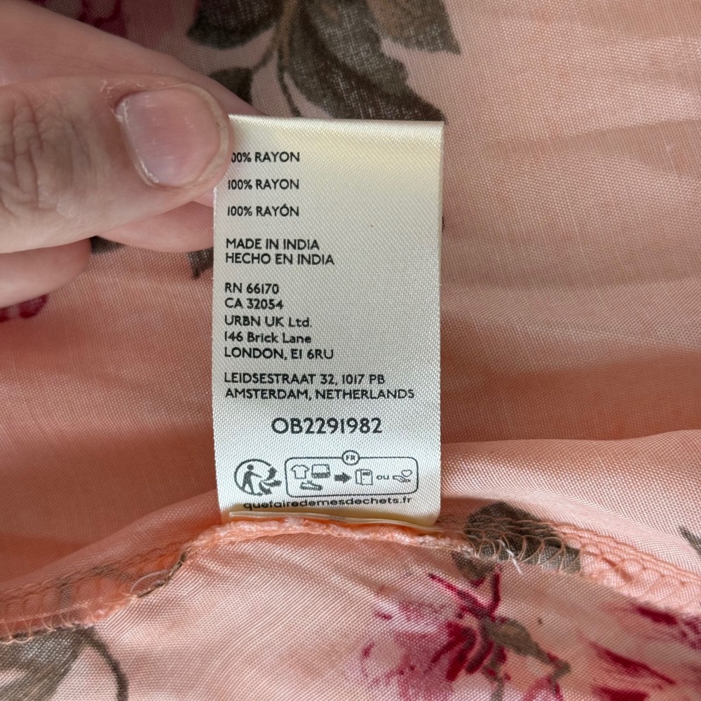 Free People Rowan Maxi Skirt Fairycore 6 Peach Pink Floral Boho Smocked Panel - Picture 8 of 13